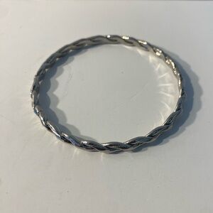 Elegant Silver Twisted Bangle Bracelet